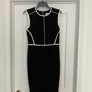 Calvin Klein Black and White Contrast Midi Dress